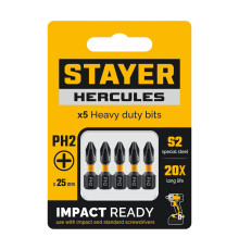 STAYER HERCULES, PH2, 25 мм, 5 шт, торсионные биты (26231-2-25-5)