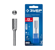 ЗУБР 12х25 мм, тип B (цилиндр с торцевыми зубьями), хв-к 6 мм, твердосплавная борфреза, ПРОФЕССИОНАЛ (28801-12-25)