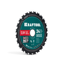 KRAFTOOL Slim wood cut 190 х 30 x 1.6 мм, 24Т, диск пильный по дереву, (36955-190-30-24)