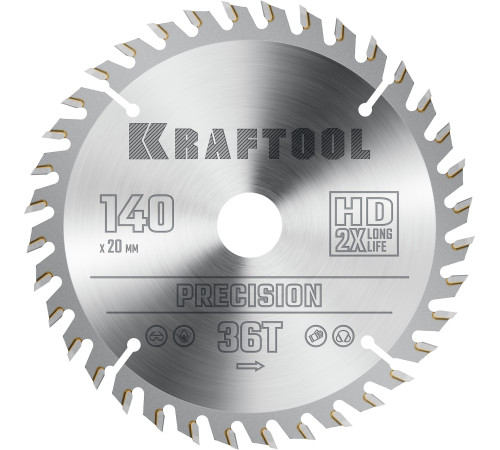 KRAFTOOL Precision, 140 х 20 мм, 36Т, пильный диск по дереву (36952-140-20) купить  в Сочи