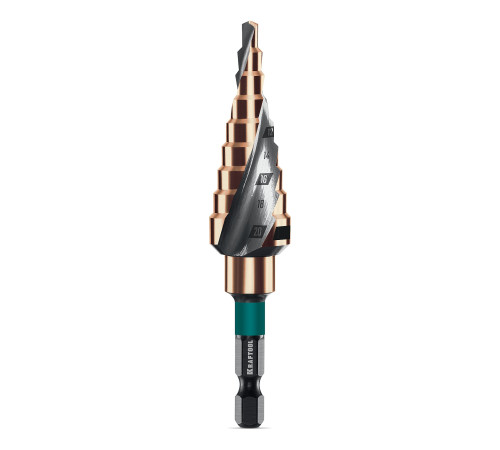KRAFTOOL COBALT 4-20мм, 9 ступеней, азотирование, винтовая спираль, сверло ступенчатое(29691-4-20-9) купить в Сочи KRAFTOOL COBALT 4-20мм, 9 ступеней, азотирование, винтовая спираль, сверло ступенчатое(29691-4-20-9) купить в Сочи