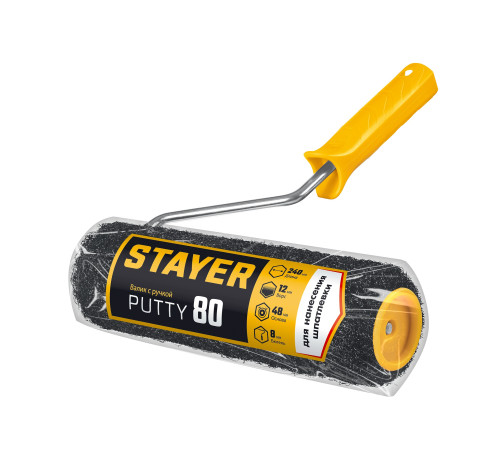STAYER PUTTY 80 мм, 240 мм, 8 мм ручка, валик для шпатлевки, PROFESSIONAL (03642-24) купить  в Сочи