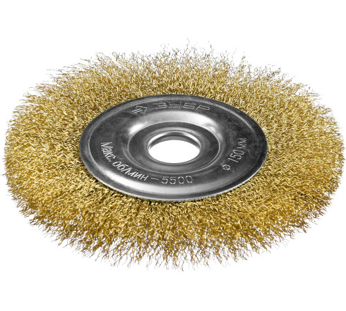 ЗУБР 150 мм, витая латунированная, стальная проволока 0.3. щетка дисковая для УШМ, Профессионал (35187-150) купить  в Сочи