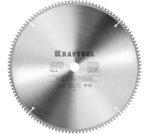 KRAFTOOL Multi Material, 355 х 25.4 мм, 120Т, пильный диск по алюминию (36953-355-25.4) купить  в Сочи