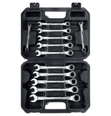 ЗУБР 12 шт, 8 - 19 мм, набор комбинированных трещоточных гаечных ключей, Профессионал (27073-H12)