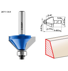 ЗУБР 34.9 x 16 мм, фреза кромочная калевочная (фасочная) №9, Профессионал (28711-34.9)