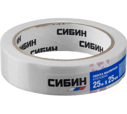 СИБИН 25 мм х 25 м, креповый, малярный скотч (12111-25) купить  в Сочи