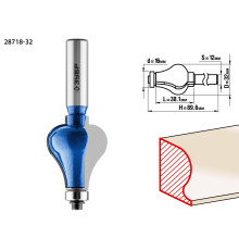 ЗУБР 32 x 38 мм, хвостовик 12 мм, фреза кромочная фигурная №7, Профессионал (28718-32)