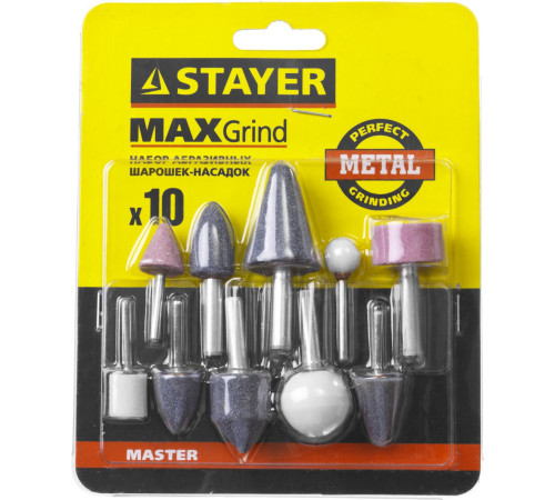 STAYER 10 предм., хвостовик d 3.2 / 6.0 мм, набор абразивных минишарошек-насадок (2989-H10) купить  в Сочи