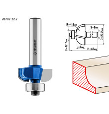 ЗУБР 22.2 x 8 мм, радиус 4.8 мм, фреза кромочная калевочная №2, Профессионал (28702-22.2)