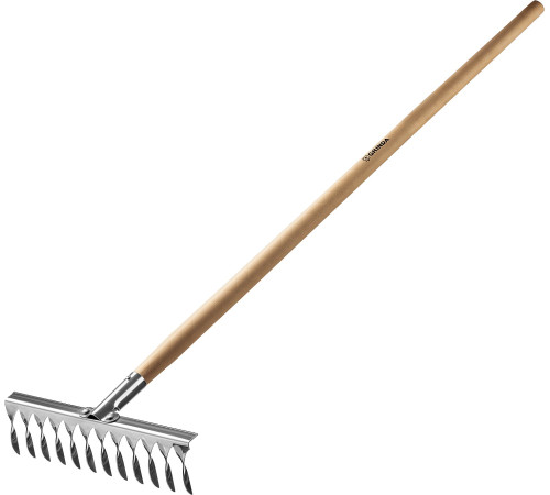 GRINDA PS-12 WOOD, 370 х 105 х 1300 мм, 12 витых зубцов, нержавеющая сталь, деревянный черенок, садовые грабли, PROLine (39481-12) купить  в Сочи