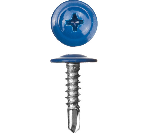 ЗУБР ПШМ-С 5005, 25 х 4.2 мм, синий насыщ., 400 шт, саморез с пресс-шайбой и сверлом (300211-42-025-5005) купить  в Сочи