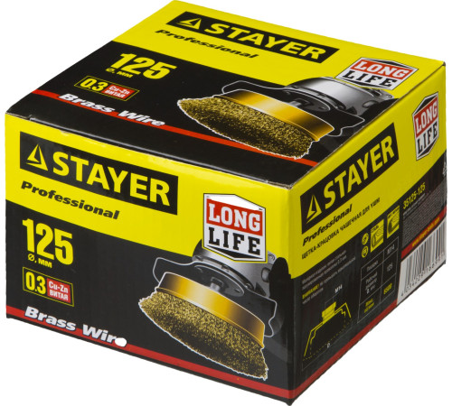 STAYER 125 мм, витая стальная латунированная проволока 0.3 мм, чашечная щетка-крацовка для УШМ, Professional (35125-125) купить  в Сочи