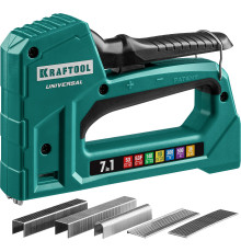 KRAFTOOL Universal, 7-в-1: 53 (A/10/JT21) 23GA (6 - 14 мм)/140 (G/11/57) 20GA (8 - 14 мм)/13/53F/36/500, универсальный легкий степлер (31524)