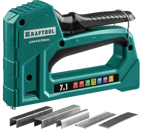 KRAFTOOL Universal, 7-в-1: 53 (A/10/JT21) 23GA (6 - 14 мм)/140 (G/11/57) 20GA (8 - 14 мм)/13/53F/36/500, универсальный легкий степлер (31524) купить в Сочи KRAFTOOL Universal, 7-в-1: 53 (A/10/JT21) 23GA (6 - 14 мм)/140 (G/11/57) 20GA (8 - 14 мм)/13/53F/36/500, универсальный легкий степлер (31524) купить в Сочи
