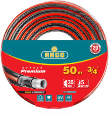RACO PREMIUM, 3/4″, 50 м, 35 атм, пятислойный, усиленный двумя слоями армирования, поливочный шланг (40300-3/4-50) RACO PREMIUM, 3/4″, 50 м, 35 атм, пятислойный, усиленный двумя слоями армирования, поливочный шланг (40300-3/4-50)
