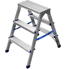СИБИН 3 ступени, алюминиевая, двухсторонняя стремянка (38825-03)