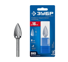 ЗУБР 16х25 мм, тип G (парабола с острым углом), хв-к 6 мм, твердосплавная борфреза, ПРОФЕССИОНАЛ (28806-16-25)