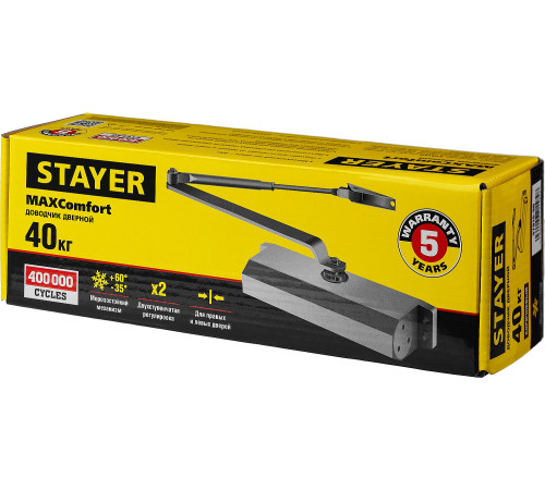 STAYER MAXComfort, до 40 кг, коричневый серебро, дверной доводчик (37917-50) купить в Сочи STAYER MAXComfort, до 40 кг, коричневый серебро, дверной доводчик (37917-50) купить в Сочи