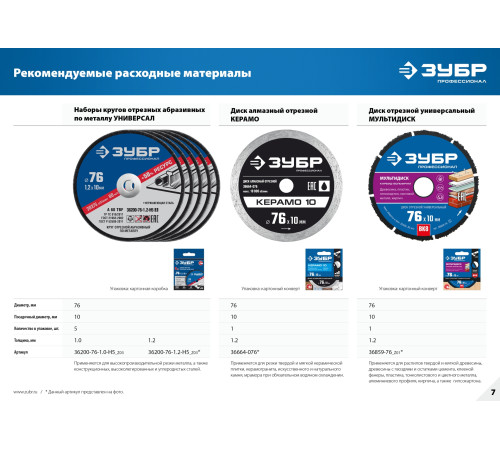 ЗУБР 12 В, d76 мм, без АКБ (тип Т7), бесщеточная УШМ, Профессионал (AB-76) купить  в Сочи