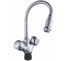 Смеситель д/кухни с 2-мя рукоятками с гибким изливом креп.гайка Луна 587336 Антей