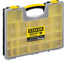 STAYER ROCKET-19, 420 x 330 x 50 мм, (16.5″), пластиковый органайзер с 19 съемными лотками (2-38032)