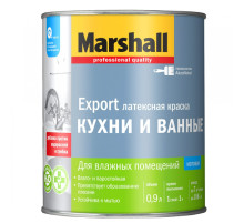 Marshall Для кухни и Ванной краска водно-дисперсионная для стен и потолков повышенной влагостойкости матовая база BW (0,9л) 