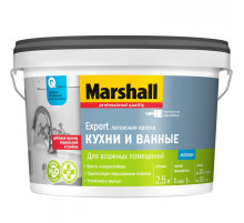 Marshall Для кухни и Ванной краска водно-дисперсионная для стен и потолков повышенной влагостойкости матовая база BW (2,5л) 