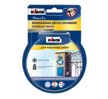 Клейкая лента двухсторонняя 19*5м инд. уп Unibob