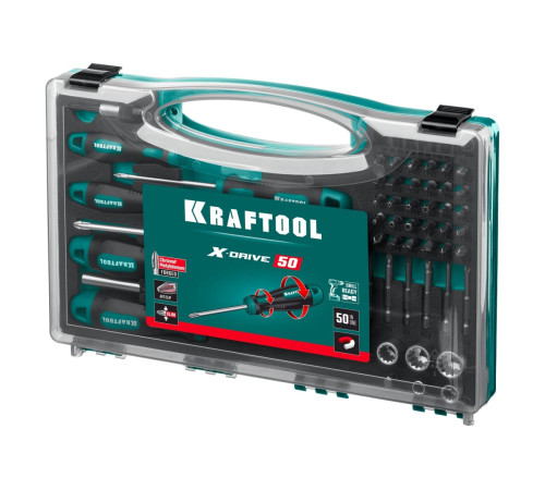 KRAFTOOL X-Drive-50 набор отверток и насадок 50 шт, из высококачественной хромомолибденовой стали, Пластиковый кейс KRAFTOOL X-Drive-50 набор отверток и насадок 50 шт, из высококачественной хромомолибденовой стали, Пластиковый кейс