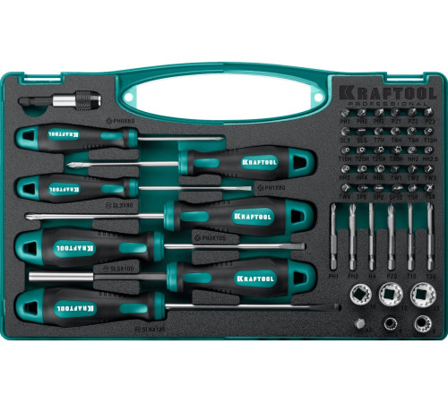 KRAFTOOL X-Drive-50 набор отверток и насадок 50 шт, из высококачественной хромомолибденовой стали, Пластиковый кейс KRAFTOOL X-Drive-50 набор отверток и насадок 50 шт, из высококачественной хромомолибденовой стали, Пластиковый кейс