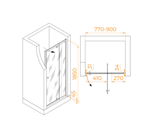 Душевая дверь RGW PA-02 NEW (Прозрачное, 800) купить  в Сочи