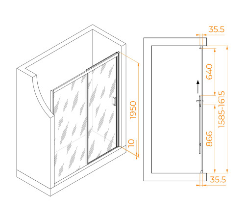 Душевая дверь RGW PA-017 (Матовое-Сатинат, 1600) купить  в Сочи