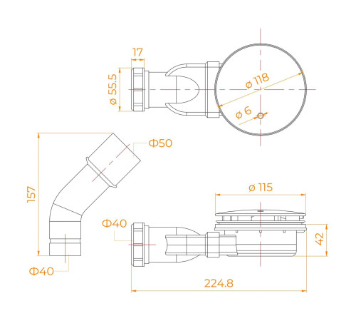 Сифон для поддонов RGW S-17G купить  в Сочи