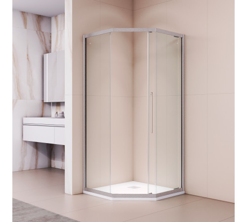 Душевой уголок стекло 6 мм, пятиугольный, форма трапеция, раздвижная дверь, RGW PA-86S (Прозрачное, 1000x1000) купить  в Сочи