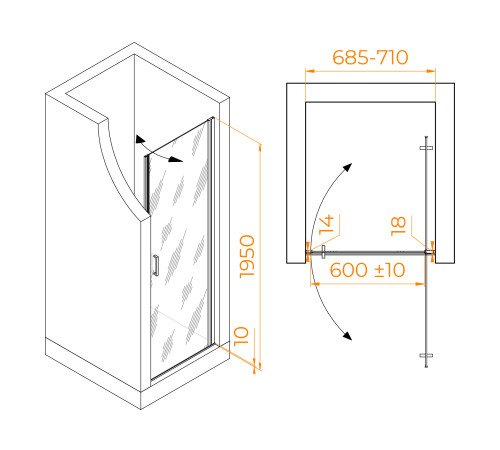 Душевая дверь RGW LE-003B (Прозрачное, 700) купить  в Сочи