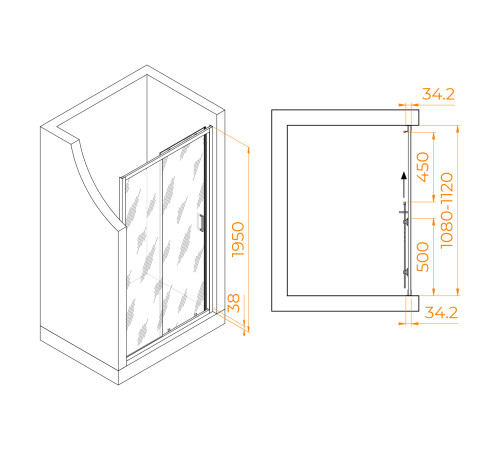 Душевая дверь RGW PA-14 (Прозрачное, 1100) купить  в Сочи
