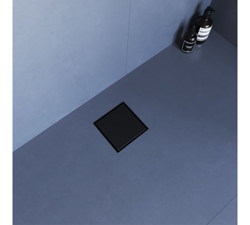 Душевой трап RGW SDR-10 квадратный, черный, металлическая крышка, горизонтальный слив купить  в Сочи
