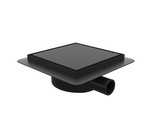 Душевой трап RGW SDR-10 квадратный, черный, металлическая крышка, горизонтальный слив купить  в Сочи