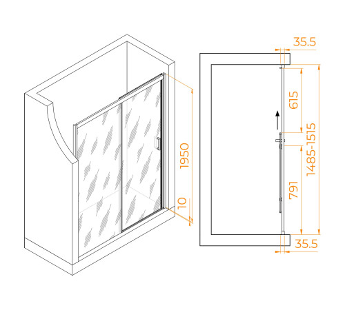Душевая дверь RGW PA-017 (Матовое-Сатинат, 1500) купить  в Сочи