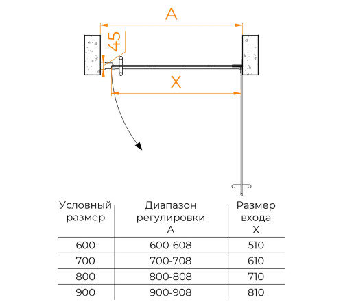 Душевая дверь RGW HO-011 (Прозрачное, 800) купить  в Сочи