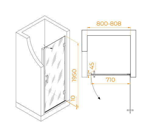 Душевая дверь RGW HO-011 (Прозрачное, 800) купить  в Сочи