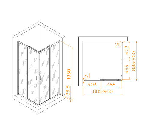 Душевой уголок RGW PA-030 (Прозрачное, 900x900) купить  в Сочи