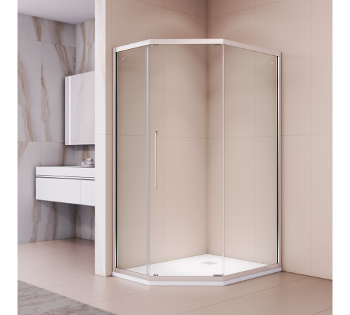 Душевой уголок стекло 6 мм, пятиугольный, форма трапеция, раздвижная дверь, RGW PA-86 (Прозрачное, 1000x1200) купить  в Сочи