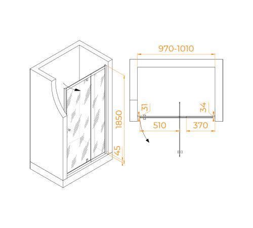Душевая дверь RGW PA-02 NEW (Прозрачное, 1000) купить  в Сочи