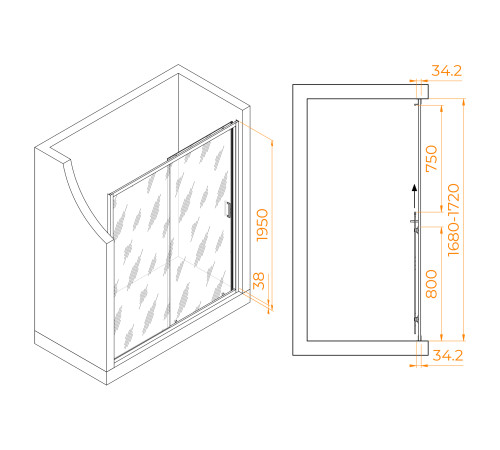 Душевая дверь RGW PA-14 (Прозрачное, 1700) купить  в Сочи