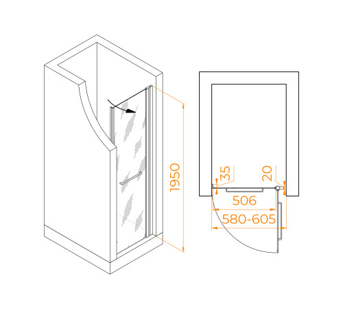 Душевая дверь RGW PA-103 (Матовое-Сатинат, 600) купить  в Сочи