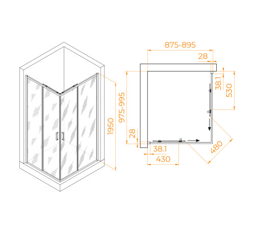 Душевой уголок RGW PA-246 (Прозрачное, 900x1000) купить  в Сочи