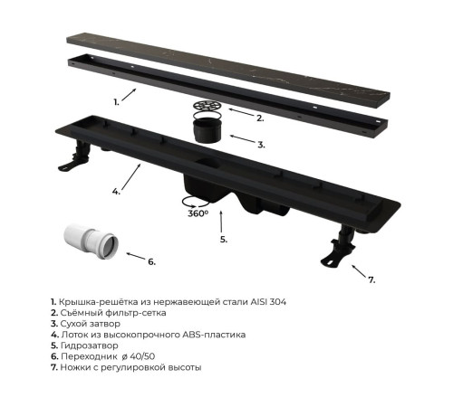 Душевой лоток Drain Leo-31 (800) купить  в Сочи