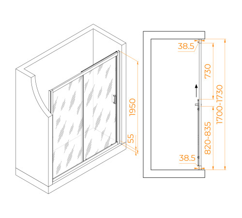 Душевая дверь RGW PA-016B (Прозрачное, 1700) купить  в Сочи